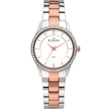 Skagen Women's 347ssrx Rosegold And Silver With Swarovski Elements Watch