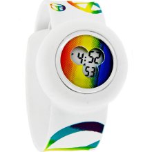 Slap-On Bracelet White Jelly Unisex Multi-Color Peace Sign Digital Quartz Watch