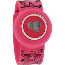 Slap-On Bracelet XL 43MM Pink Jelly Black Star Digital Alarm Quartz Watch