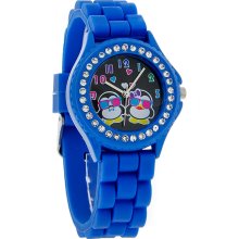 So Fashion Ladies Juniors Crystal Penguin Blue Rubber Band Quartz Watch SR421