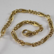 Solid 18k Yellow Gold Bracelet, 19 Cm, Alternate Mesh, Made In Italy