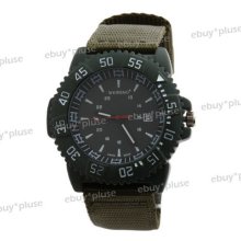 Special Dial Army Green Canvas Band Men Women Sport Analog Quartz Wrist Watch