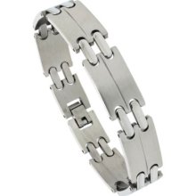 Stainless Steel 8 In. Men's Double Bar Link Bracelet Bss404