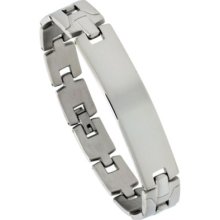 Stainless Steel 8 In. Men's H-link Id Bar Bracelet Bss403