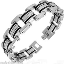 Stainless Steel & Rubber Bracelet