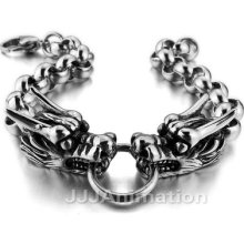 Stainless Steel Bangle Bracelet Chain Men Biker Silver Dragon Xb0190