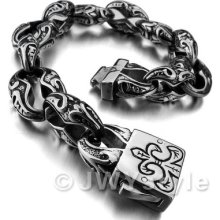 Stainless Steel Bangle Bracelet Chain Men Silver Knight Fleur De Lis Xb0202