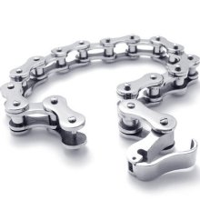 Stainless Steel Bike Chain Heavy Metal Bracelet for Rockers, Motor Bikers, Gift for Boyfriends