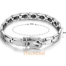 Stainless Steel Bracelet Gs977 Fashion Women 16 Grains Magnetic Therapy T1k