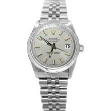 Stainless steel jubilee rolex date just smooth bezel white stick dial watch