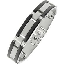 Stainless Steel Men's Black Ion-plated Link Bracelet