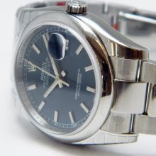 Stainless Steel Mens Datejust Blue Index Dial Oyster Band 116200