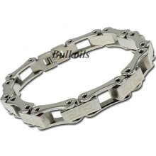 Stainless Steel Mens Men Bike Chain Bracelet 8.5'' Long Bike Chain Mens Bold