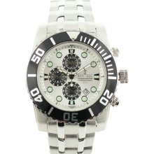 Stainless Steel Ocean Master Diver Chronograph White Dial Black Bezel