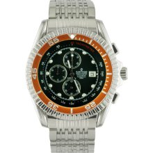 Stainless Steel Ocean Master Diver Chronograph Black Dial Orange Bezel