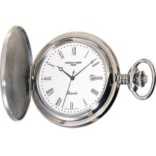 Stainless Steel Quartz Pocket Watch w White Dial