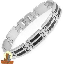 Stainless Steel With Black Resin Inlay Bracelet By Edforce Steel