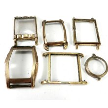 Steampunk Supplies Watch Bezels Mens Large Case Gold Tops Bezels Vintage Watch Parts DIY Assemblage Art Supply Shop - 134