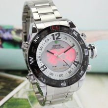 Steel Band Fashion Mens Choice Sporty Function Alarm Wrist Watches W/battery