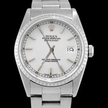 Stick dial rolex oyster datejust watch stainless steel fluted bezel date just