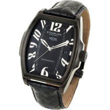 Stuhrling 233 33551 Waldorf Tonneau Swiss Black Case Black Leather Mens Watch