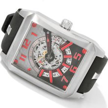 Stuhrling 255c 331710 Madman Skelly White/black Dial Red Numerals Mens Watch