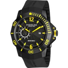 Stuhrling 320 335665 Quartermaster Auto Date Black/yellow Rubber Mens Watch