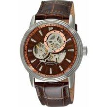 Stuhrling Original 1076.3315K59 Mens Classic Delphi Acheron Automatic Skeleton with Stainless Steel Case on Brown Dial and Brown Leather Strap