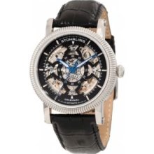 Stuhrling Original 150A2.33151 Mens Symphony Automatic Stainless Steel Caseandamp;#44; Black Dial on Black Leather Strap