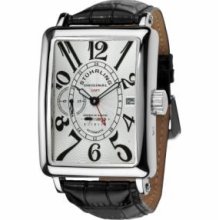 Stuhrling Original 354.33152 Mens Empire Ozzie Automatic Black leather Strap with Silver Dial Watch