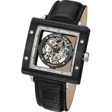 Stuhrling Original Men's Automatic Zeppelin Square Leather Strap Watch