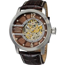 Stuhrling Original Watches Men's Prospero Brown Dial Black Leather Bla