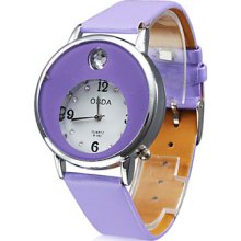 Style Women's Casual PU Analog Quartz Wrist Watch (Purple)