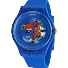 Swatch Indigo Lacquered Blue Silicone Unisex Watch SUON101