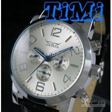 Swiss Automatic Mechanical 6 Hands Leather Mens Watch Freeship Watch