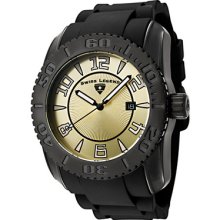 Swiss Legend Men's Commander Gold Dial Black Silicone