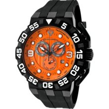 Swiss Legend Men's Quartz Watch With Orange Dial Chronograph Display And Black Silicone Strap Sl-10125-Bb-06