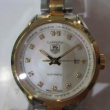 Tag Heuer Carrera Swiss Lady's Watch Automatic 25 Jewels Diamond 18k 750 Gold