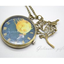 Taiwan Jimmy comic The Moon Forget pocket watch.angle and moon,tree and bird pendant necklace NWMF01