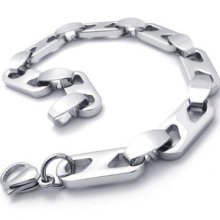 Tb68 Men's Silver Classic Simple Design Stylish Stainless Steel Bracelet Bangle