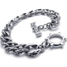 Tb82 Men's Vintage Punk Rock Stylish Band Cool Stainless Steel Bangle Bracelet