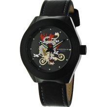 Three Color Android Tattooed Dragon Automatic Leather Strap Watch