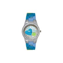 Tie Dye Silicone Strap Heart Dial Watch Blue/green