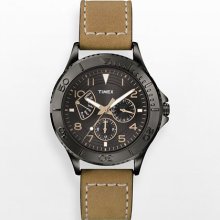 Timex Black Leather Watch - T2p040 - Men