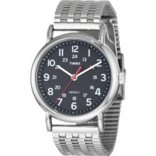 Timex Men's Black Dial Weekender Silver Stainless Steel Bracelet Watch - Timex T2N655