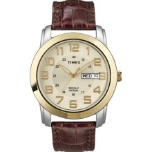 Timex Men's Classic Watch With Champagne Dial And A Brown Leather Strap - T2n441pf