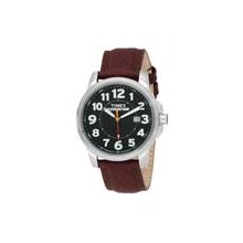 Timex Men's Expedition T44921 Brown Leather Quartz Watch with Black Dial