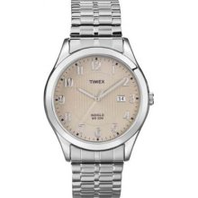 Timex Men's T2n850 Elevated Classics Dress Taupe Dial Silver-tone Expansion