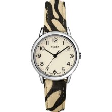 Timex Women's Animal Print Watch, Black Zebra Patterned Leather Strap