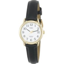 Timex Womens T2h341 Easy Reader Black Leather Strap Watch